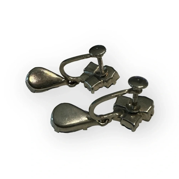 ANTIQUE | Austrian Crystal Screw-Back Drop Earrings - Mid 20th Century - Picture 3 of 4